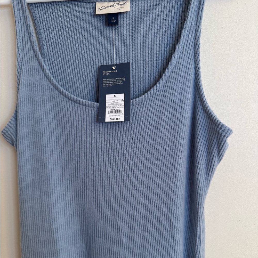 Universal Thread Women’s Drop Waist Ribbed Knit Midi Dress NWT Color Blue - Picture 6 of 7
